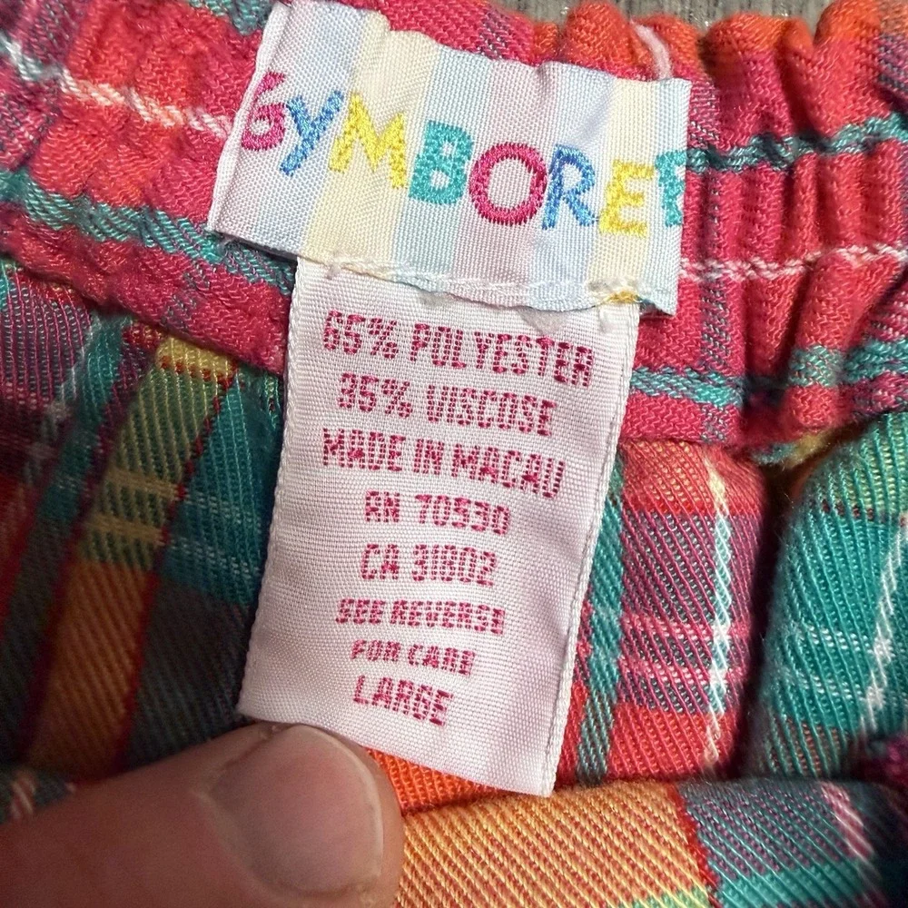 Vintage‎ Gymboree Rainbow Tag Plaid Skirt Girls L Multicolor Pleated